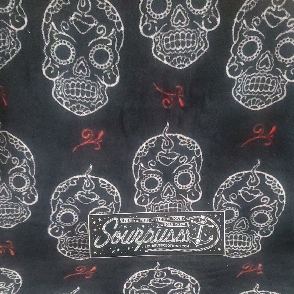 Sourpuss White and Black Towel with Skull